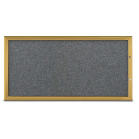 United Visual Products Single Door Radius Plus Corkboard, 72"X UV8005PLUS1-GOLD-MEDGRY
