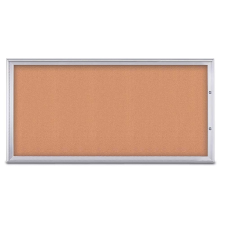 United Visual Products Single Door Radius Plus Corkboard, 72"X UV8005PLUS1-SATIN-CORK