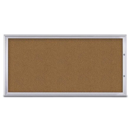 United Visual Products Single Door Radius Plus Corkboard, 72"X UV8005PLUS1-SATIN-FORBO