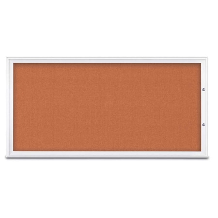 United Visual Products Single Door Radius Plus Corkboard, 72"X UV8005PLUS1-WHITE-APRICOT