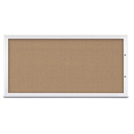 United Visual Products Single Door Radius Plus Corkboard, 72"X UV8005PLUS1-WHITE-BUFF
