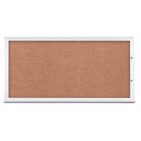United Visual Products Single Door Radius Plus Corkboard, 72"X UV8005PLUS1-WHITE-CINNABA
