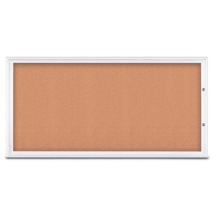 United Visual Products Single Door Radius Plus Corkboard, 72"X UV8005PLUS1-WHITE-CORK
