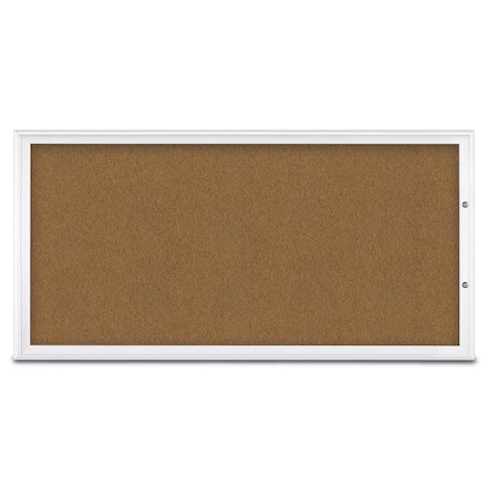 United Visual Products Single Door Radius Plus Corkboard, 72"X UV8005PLUS1-WHITE-FORBO
