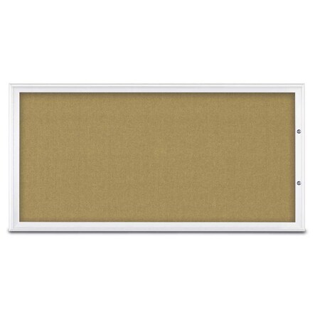 United Visual Products Single Door Radius Plus Corkboard, 72"X UV8005PLUS1-WHITE-KEYLIME