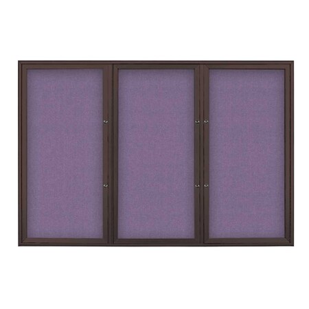 United Visual Products Triple Door Radius Plus Corkboard, 72" x UV8005PLUS5-BRONZE-AMETHY