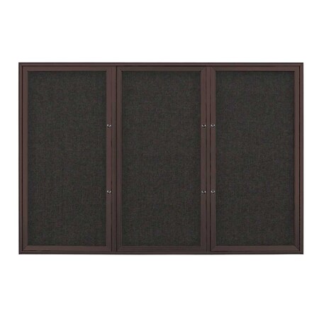 United Visual Products Triple Door Radius Plus Corkboard, 72" x UV8005PLUS5-BRONZE-BLACK