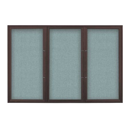 United Visual Products Triple Door Radius Plus Corkboard, 72" x UV8005PLUS5-BRONZE-CLOUD