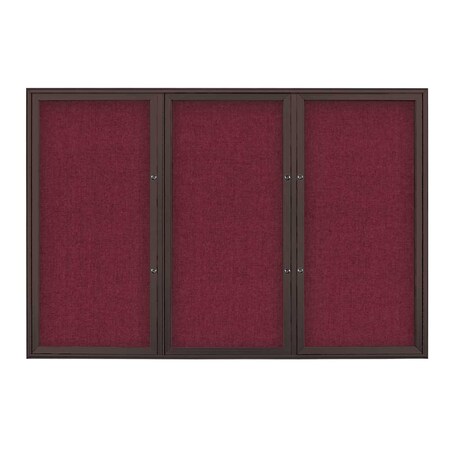 United Visual Products Triple Door Radius Plus Corkboard, 72" x UV8005PLUS5-BRONZE-DBURGU