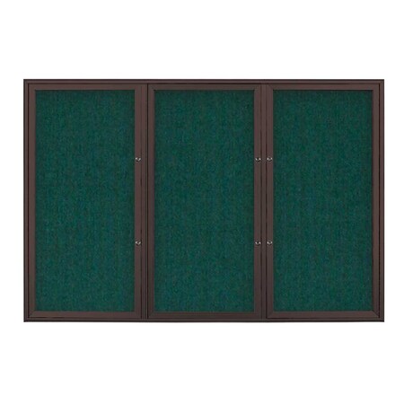 United Visual Products Triple Door Radius Plus Corkboard, 72" x UV8005PLUS5-BRONZE-DRKSPR