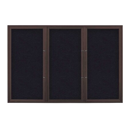 United Visual Products Triple Door Radius Plus Corkboard, 72" x UV8005PLUS5-BRONZE-RUBBER