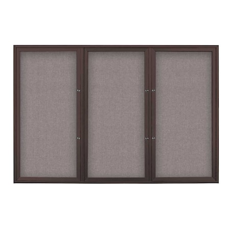 United Visual Products Triple Door Radius Plus Corkboard, 72" x UV8005PLUS5-BRONZE-SURF