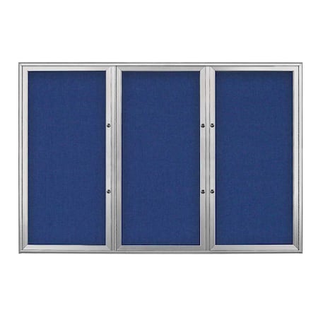 United Visual Products Triple Door Radius Plus Corkboard, 72" x UV8005PLUS5-SATIN-COBACC