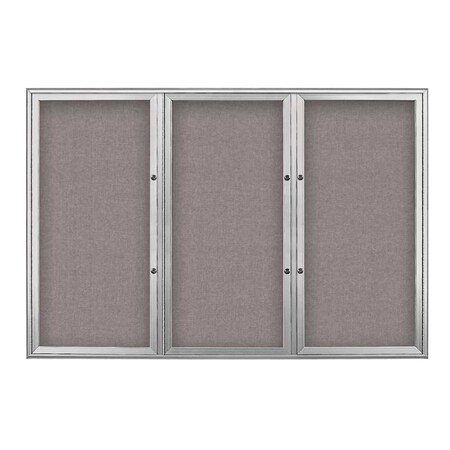 United Visual Products Triple Door Radius Plus Corkboard, 72" x UV8005PLUS5-SATIN-SURF