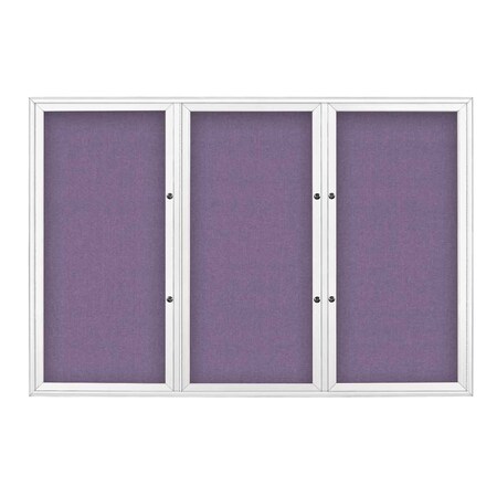 United Visual Products Triple Door Radius Plus Corkboard, 72" x UV8005PLUS5-WHITE-AMETHY