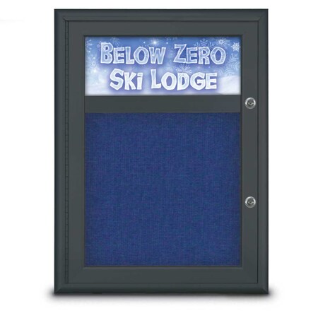 United Visual Products Single Door Radius Plus Corkboard With H UV8010PLUS-BLACK-COBACC