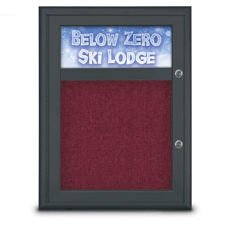 United Visual Products Single Door Radius Plus Corkboard With H UV8010PLUS-BLACK-DBURGU