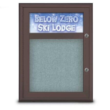 United Visual Products Single Door Radius Plus Corkboard With H UV8010PLUS-BRONZE-CLOUD