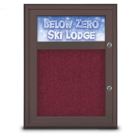 United Visual Products Single Door Radius Plus Corkboard, Header UV8010PLUS-BRONZE-DBURGU