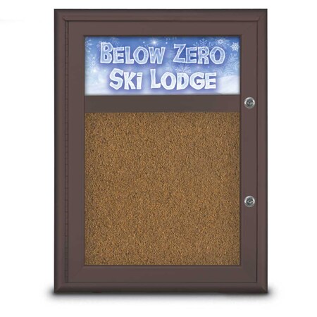 United Visual Products Single Door Radius Plus Corkboard, Hdr, 18 UV8010PLUS-BRONZE-FORBO