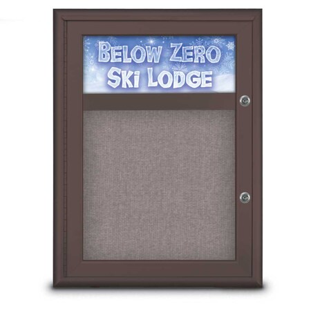 United Visual Products Single Door Radius Plus Corkboard With H UV8010PLUS-BRONZE-SURF