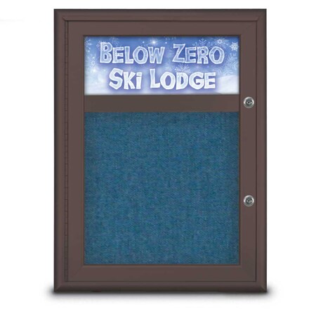United Visual Products Single Door Radius Plus Corkboard, Header UV8010PLUS-BRONZE-ULTMAR