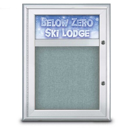 United Visual Products Single Door Radius Plus Corkboard With H UV8010PLUS-SATIN-CLOUD