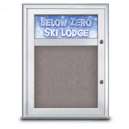 United Visual Products Single Door Radius Plus Corkboard With H UV8010PLUS-SATIN-SURF