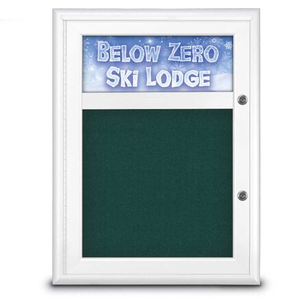 United Visual Products Single Door Radius Plus Corkboard, Header UV8010PLUS-WHITE-DRKSPR
