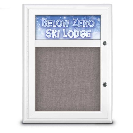 United Visual Products Single Door Radius Plus Corkboard With H UV8010PLUS-WHITE-SURF