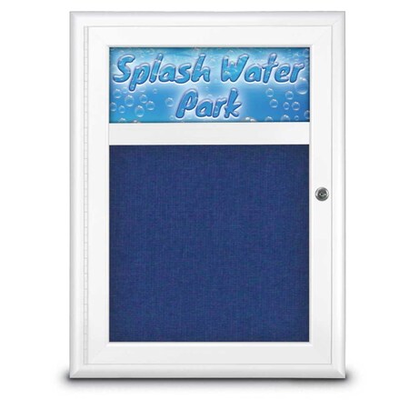 United Visual Products Single Door Radius Corkboard With Header, UV8010-WHITE-COBACC UV8010-WHITE-COBACC