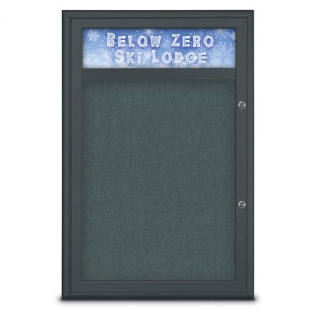 United Visual Products Single Door Radius Plus Corkboard, Header UV8011PLUS-BLACK-BLSPRU