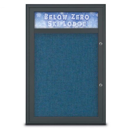 United Visual Products Single Door Radius Plus Corkboard, Header UV8011PLUS-BLACK-ULTMAR