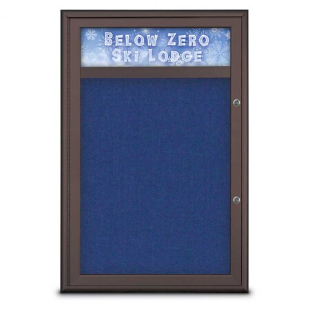 United Visual Products Single Door Radius Plus Corkboard With H UV8011PLUS-BRONZE-COBACC