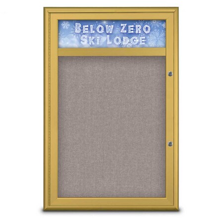 United Visual Products Single Door Radius Plus Corkboard With H UV8011PLUS-GOLD-PEARL