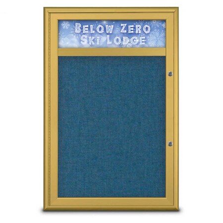 United Visual Products Single Door Radius Plus Corkboard, Header UV8011PLUS-GOLD-ULTMAR
