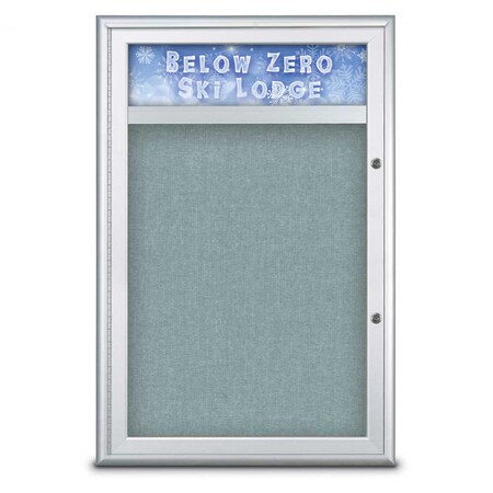 United Visual Products Single Door Radius Plus Corkboard With H, UV8011PLUS-SATIN-CLOUD UV8011PLUS-SATIN-CLOUD