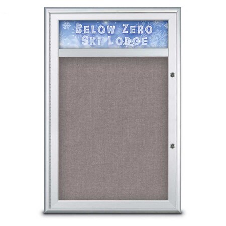 United Visual Products Single Door Radius Plus Corkboard With H UV8011PLUS-SATIN-SURF