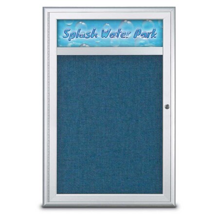 United Visual Products Single Door Radius Corkboard With Header UV8011-SATIN-ULTMAR