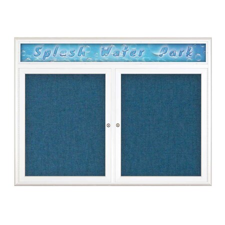 United Visual Products Double Door Radius Corkboard With Header UV80125-WHITE-ULTMAR