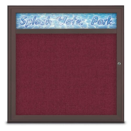 United Visual Products Single Door Radius Corkboard With Header UV8012-BRONZE-DBURGU