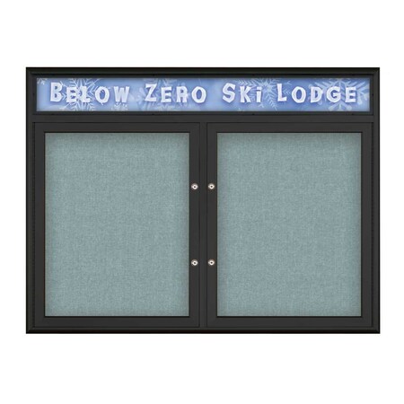 United Visual Products Double Door Radius Plus Corkboard With H, UV8012PLUS5-BLACK-CLOUD UV8012PLUS5-BLACK-CLOUD