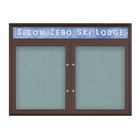 United Visual Products Double Door Radius Plus Corkboard With H UV8012PLUS5-BRONZE-CLOUD