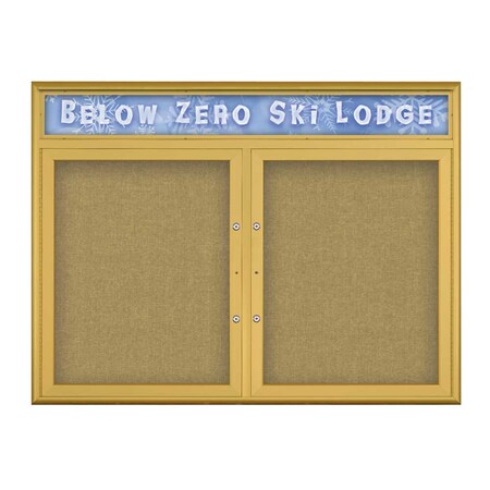United Visual Products Double Door Radius Plus Corkboard With H, UV8012PLUS5-GOLD-KEYLIME UV8012PLUS5-GOLD-KEYLIME