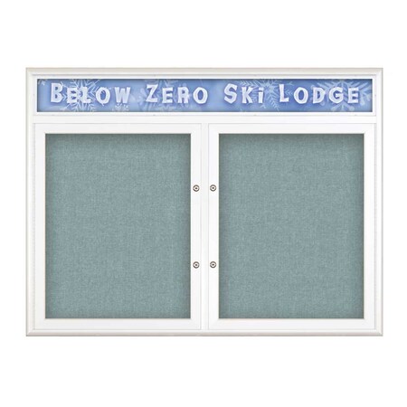 United Visual Products Double Door Radius Plus Corkboard With H, UV8012PLUS5-WHITE-CLOUD UV8012PLUS5-WHITE-CLOUD