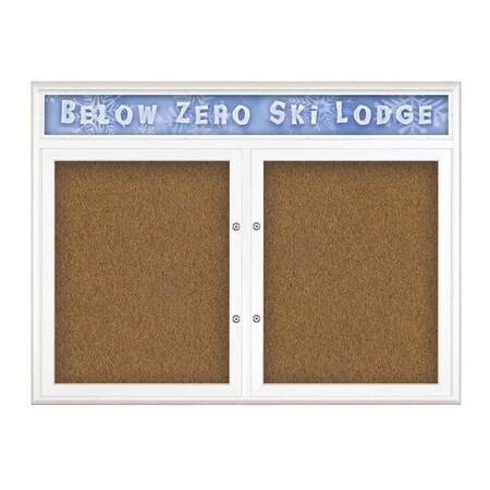 United Visual Products Double Door Radius Plus Corkboard, Hdr, 42 UV8012PLUS5-WHITE-FORBO