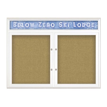 United Visual Products Double Door Radius Plus Corkboard With H, UV8012PLUS5-WHITE-KEYLIME UV8012PLUS5-WHITE-KEYLIME