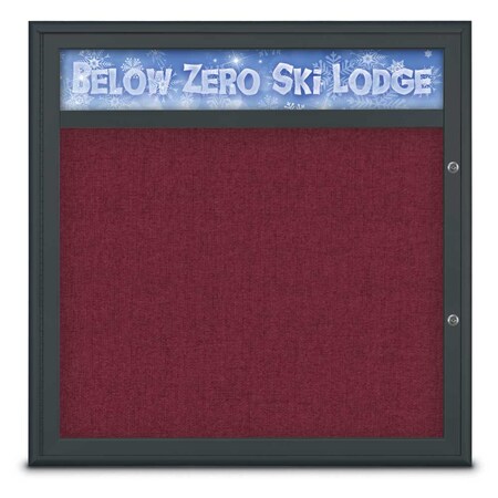 United Visual Products Single Door Radius Plus Corkboard With H UV8012PLUS-BLACK-DBURGU