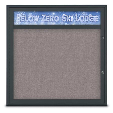 United Visual Products Single Door Radius Plus Corkboard With H UV8012PLUS-BLACK-SURF