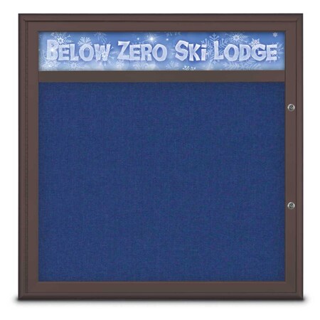 United Visual Products Single Door Radius Plus Corkboard With H UV8012PLUS-BRONZE-COBACC